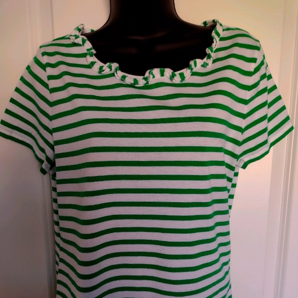 Talbot's Misses Green and White short sleeve tee